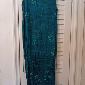 Teal Floral Sleeveless Maxi Dress - Teal